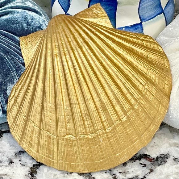 Hand Crafted Flower Market Trinket Shell Dish Blue - Picture 3 of 5